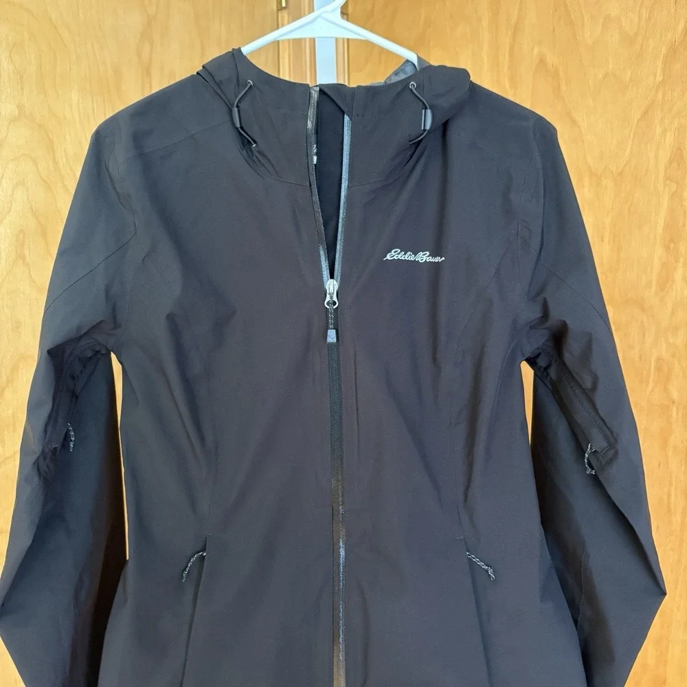 Eddie Bauer WeatherEdge Plus Soft Shell Rain Jacket Womens Small Black Full Zip - Picture 4 of 11